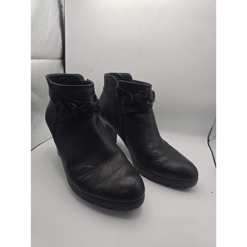 Gabor Ankle Boot Women 6 G Black Leather Zipper Heel Air Cube 52.827